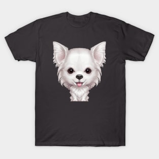 White Long Coat Chihuahua Dog T-Shirt